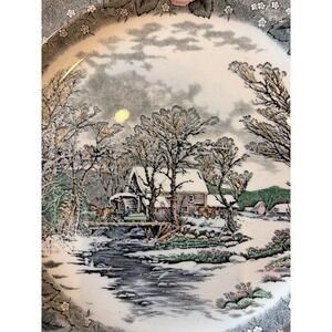 Adams "Winter in the Country The Old Grist Mill" 10" Dinner Plate Currier & Ivy